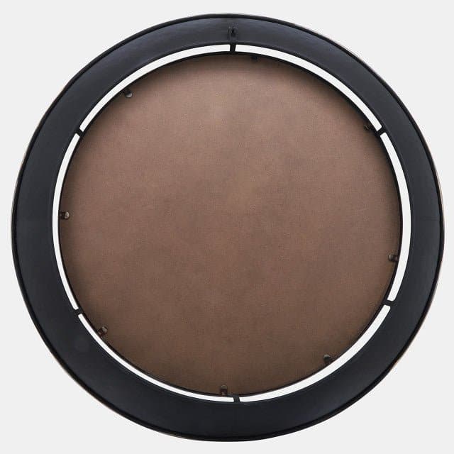 35" Round Metal Mirror W/ Gold Rim in Black - HER Home Design Boutique